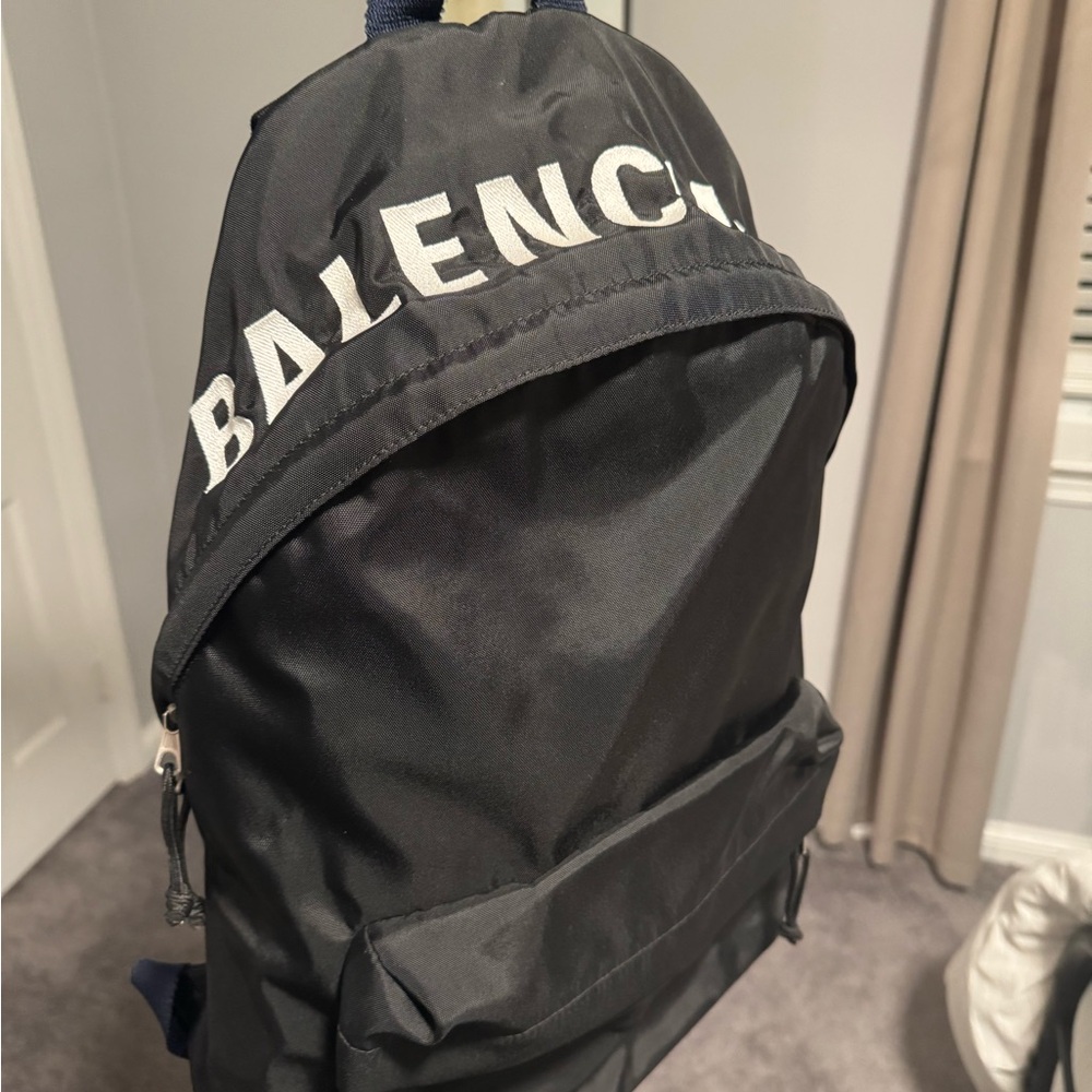 Balenciaga Navy and White Backpack